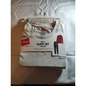 Men's Sleep Set S 34-36 Hanes Originals 2 Pieces Long Sleeve Top, Terry Jogger
